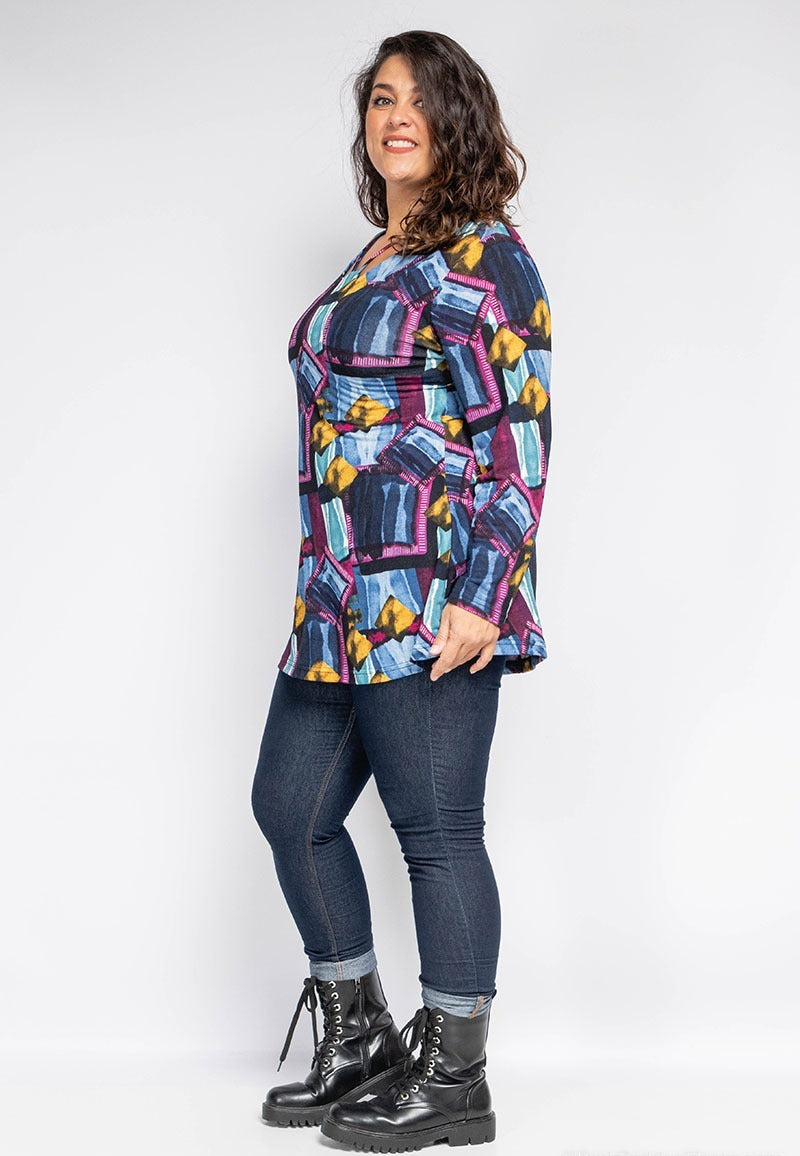 Maglione di scollo a V crossover stampato