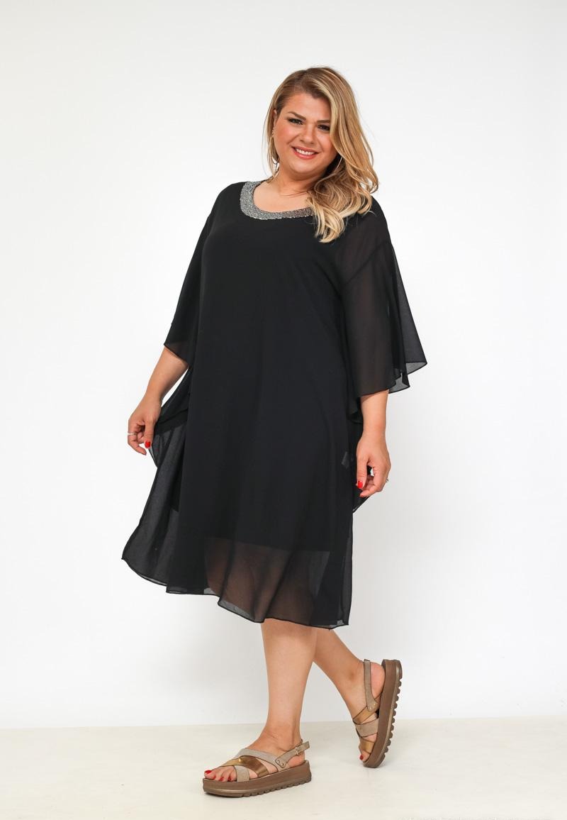 Abito tunica con paillettes a manicotto