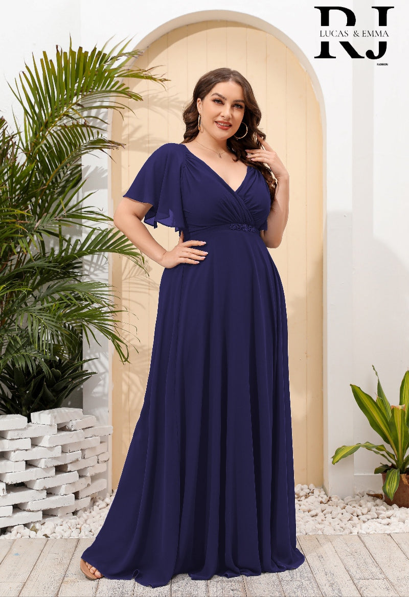 Abito lungo elegante da cerimonia - curvy donna vestito taglie comode