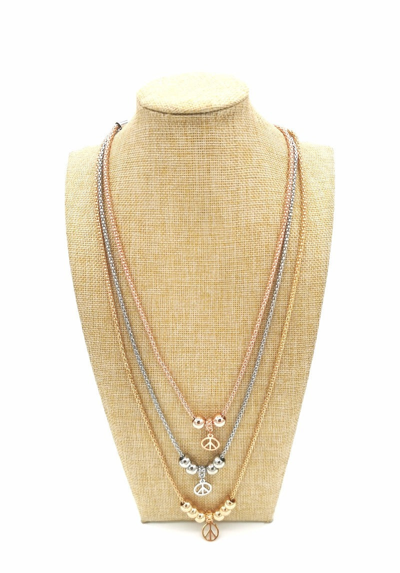 Collana lunga multi-fila 3 catene in oro rosa