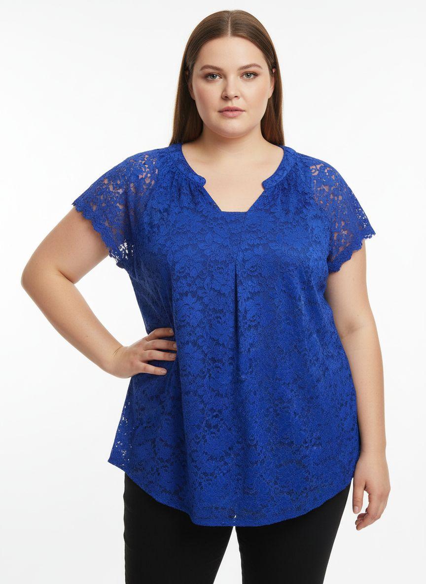Maglia in Pizzo Asimmetrica con Scollo a V