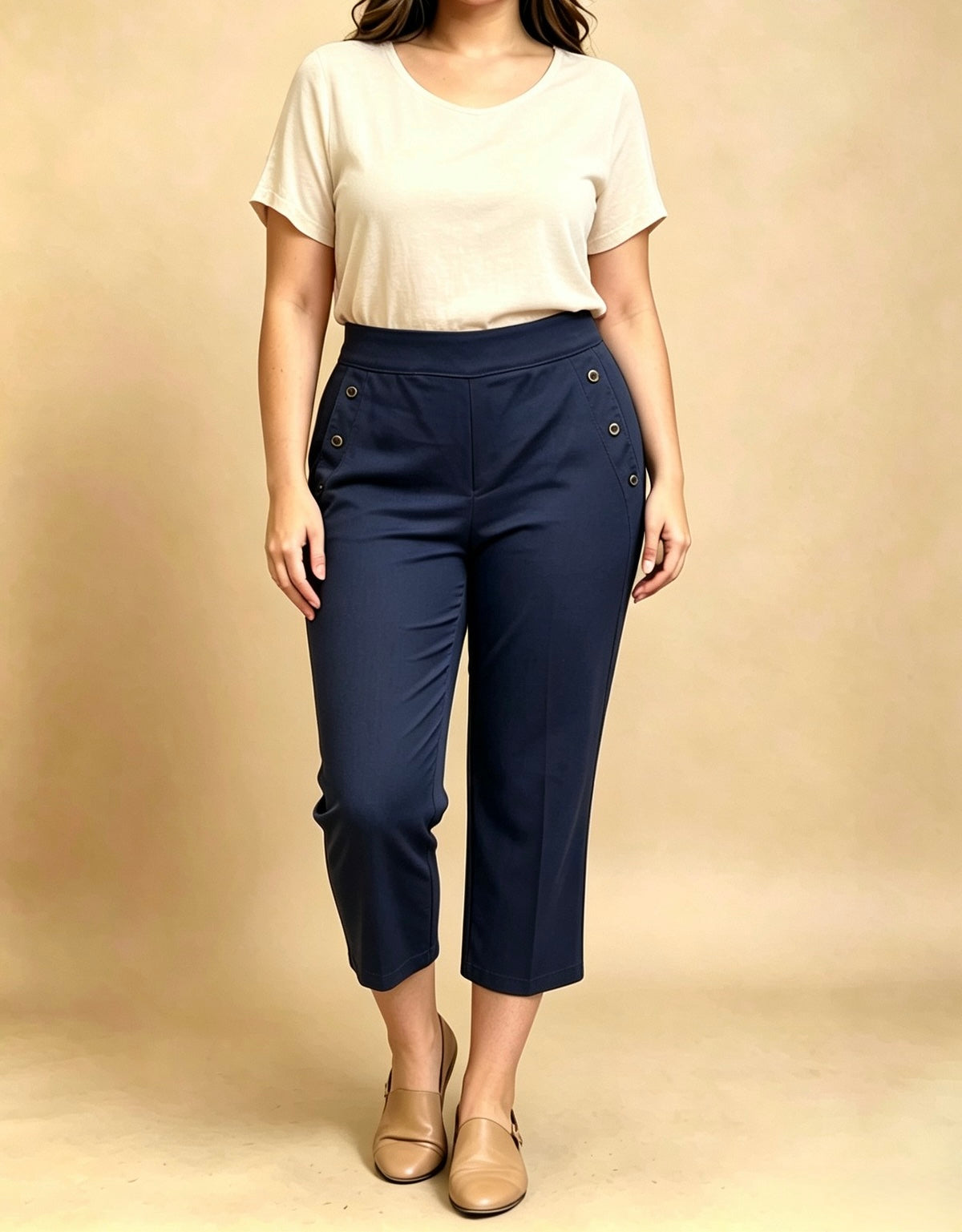 Pantalone Donna Curvy a Gamba Ampia – Taglie Comode con Elastico e Tasche
