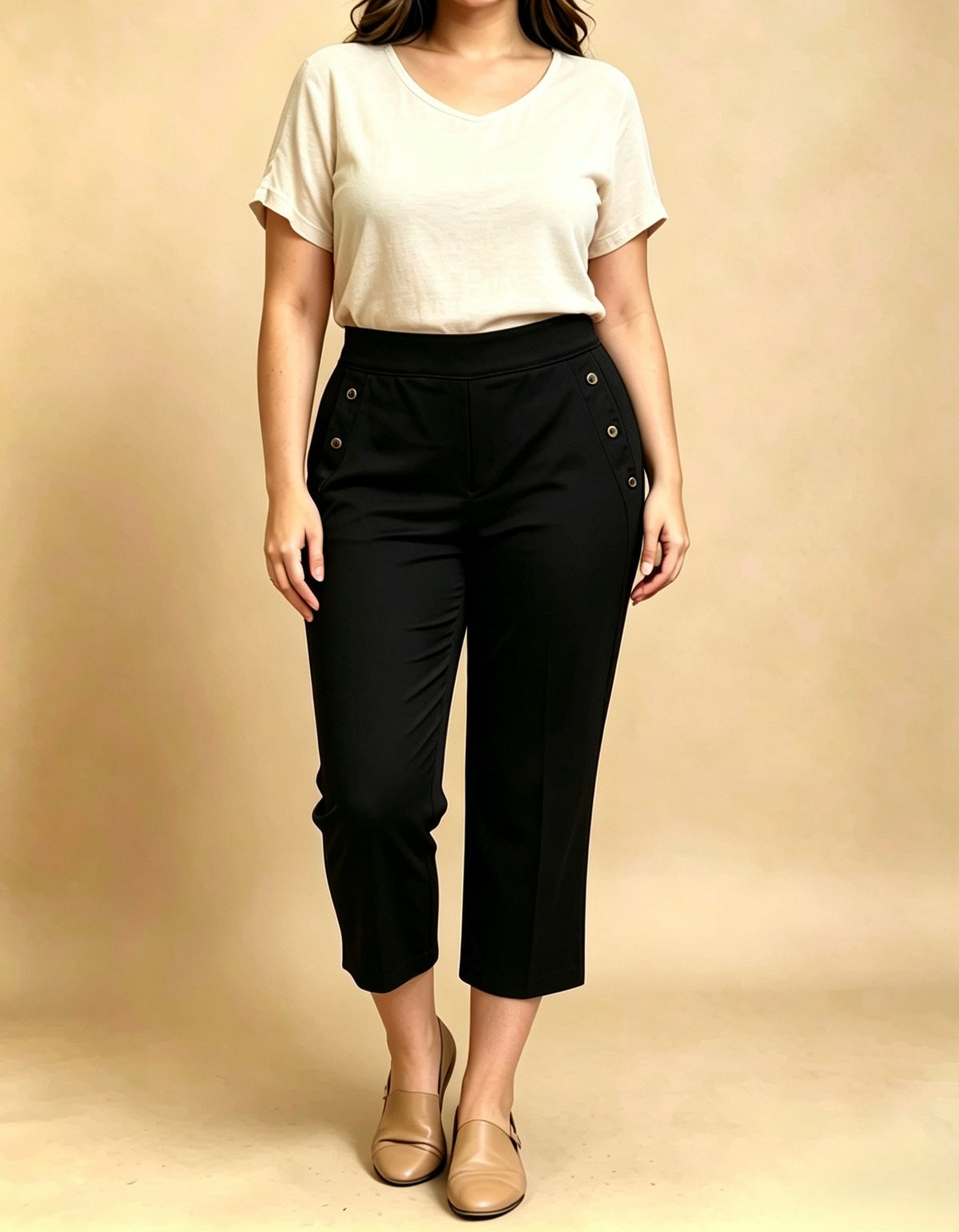 Pantalone Donna Curvy a Gamba Ampia – Taglie Comode con Elastico e Tasche