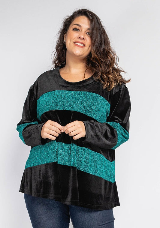 Blusa in velluto bimateriale