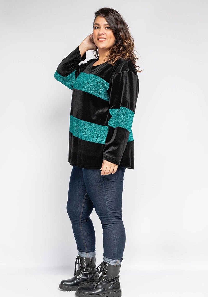 Blusa in velluto bimateriale