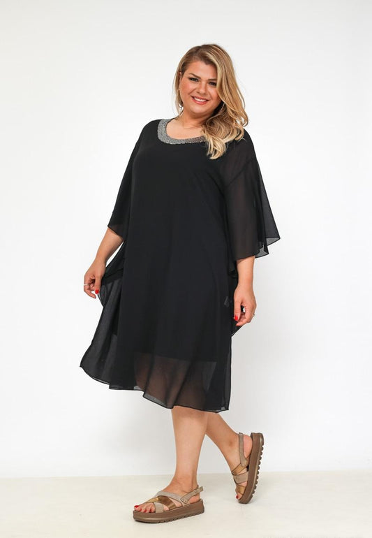 Abito tunica con paillettes a manicotto