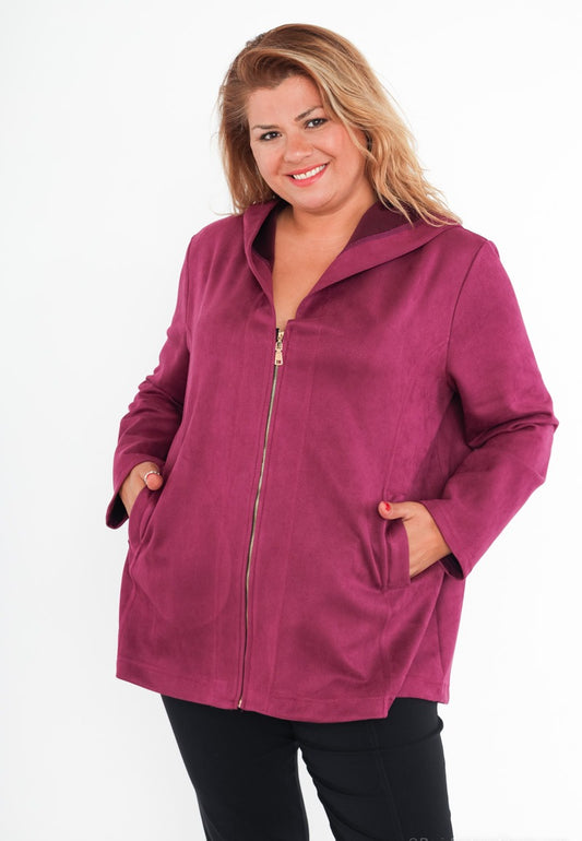 Giacca in pelle scamosciata con cappuccio