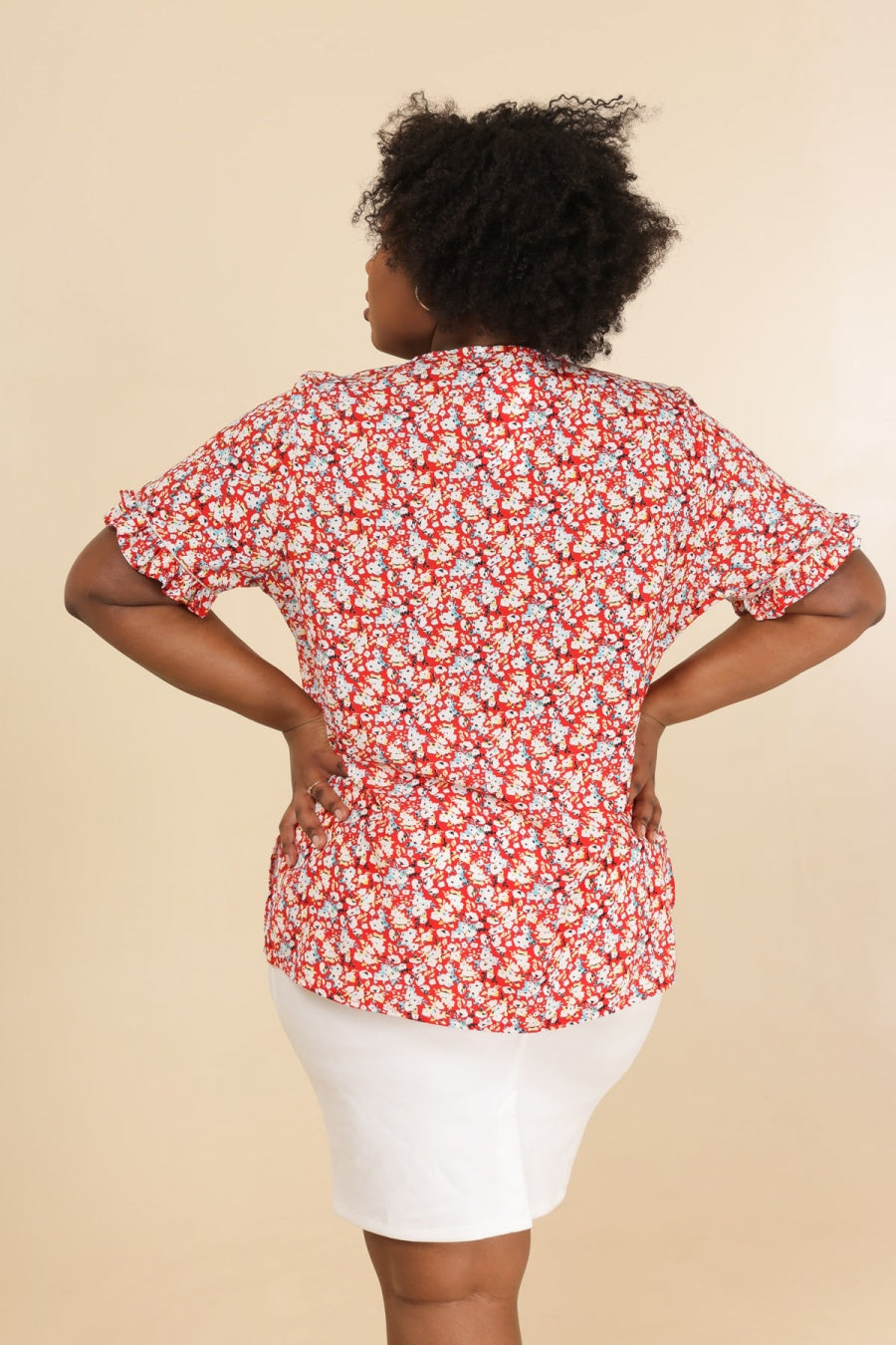 Camicetta Donna Taglie Comode Floreale con Scollo a V