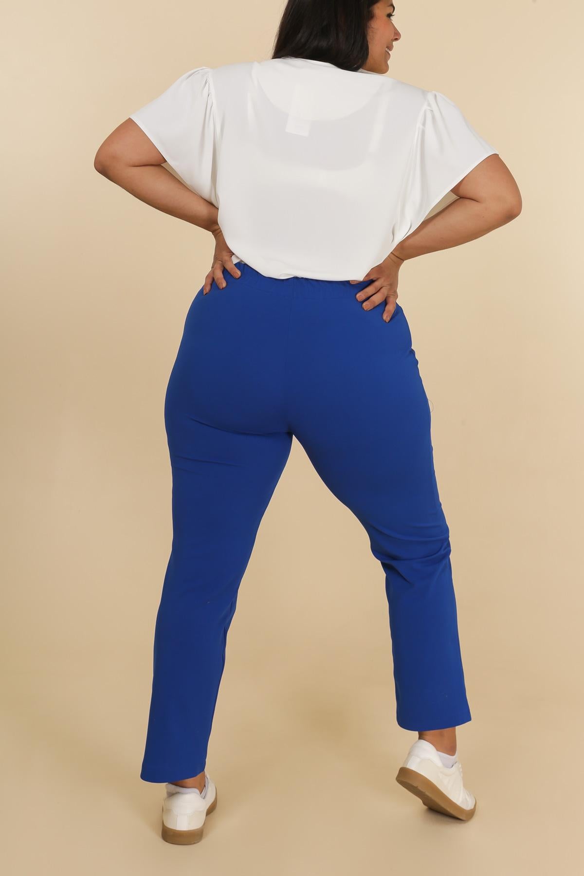 Pantaloni diritti a vita alta Blu reale