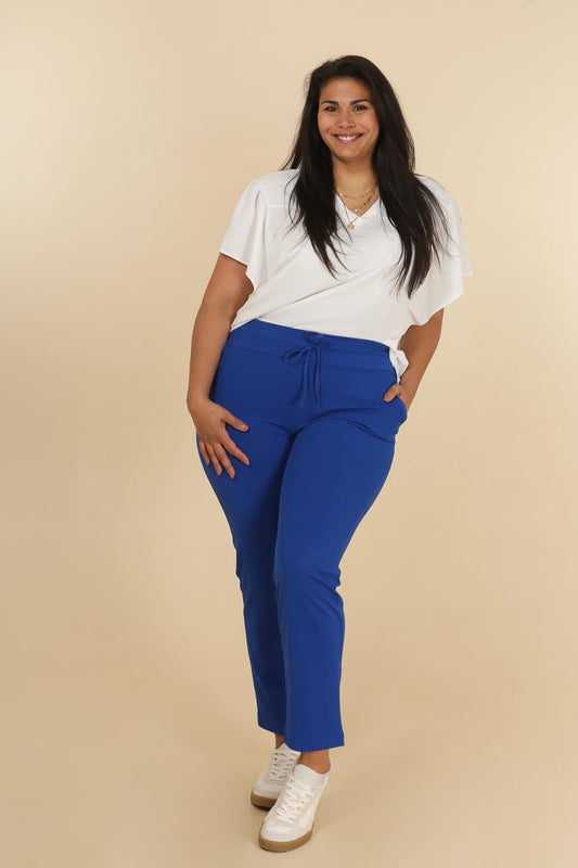 Pantaloni diritti a vita alta Blu reale