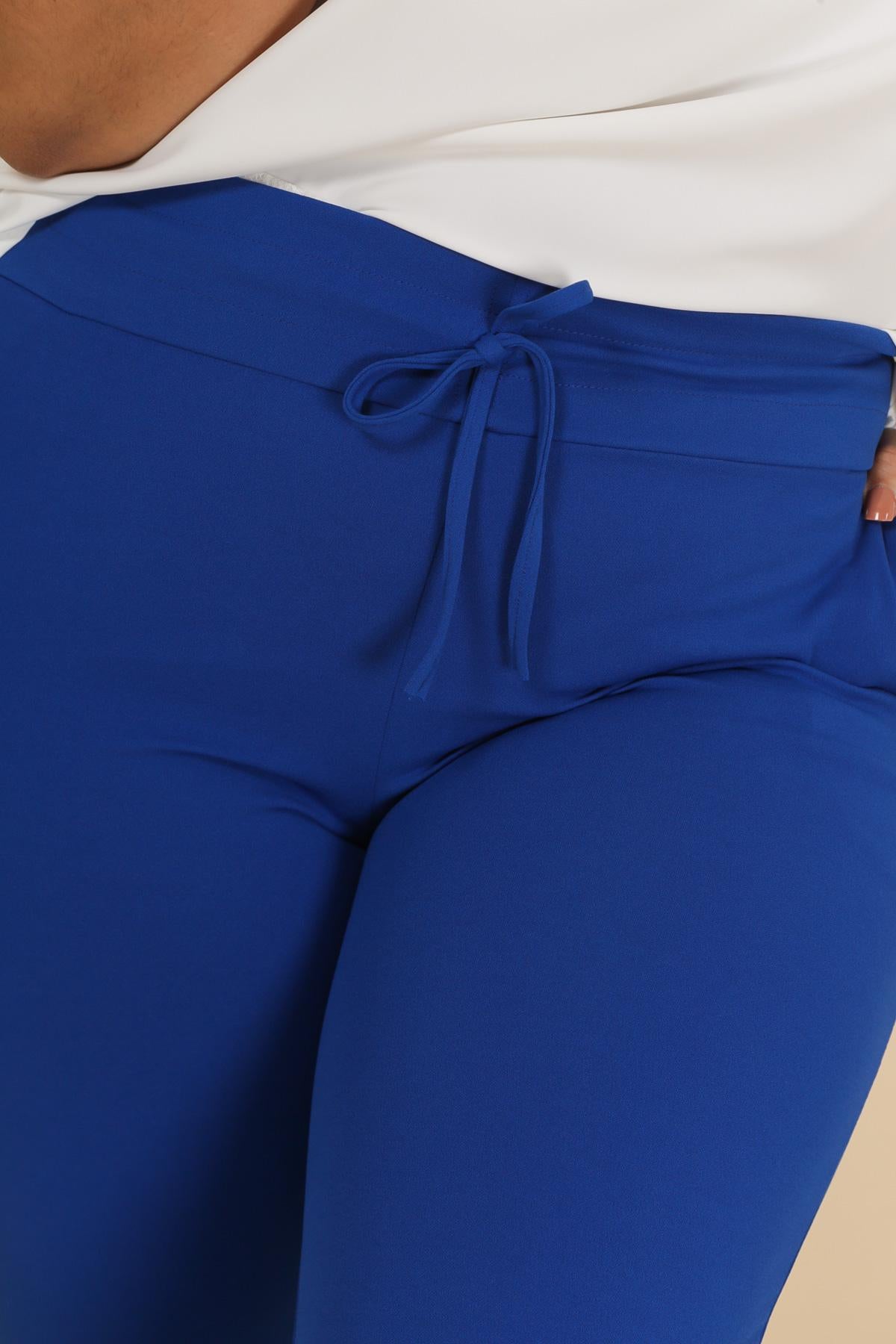 Pantaloni diritti a vita alta Blu reale