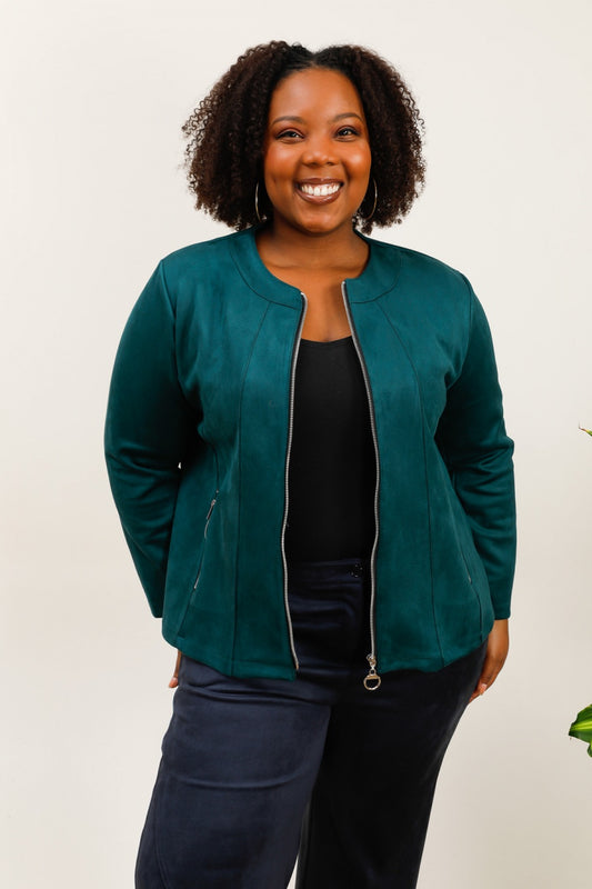 Giacca in Tessuto Scamosciato Taglie Comode Curvy