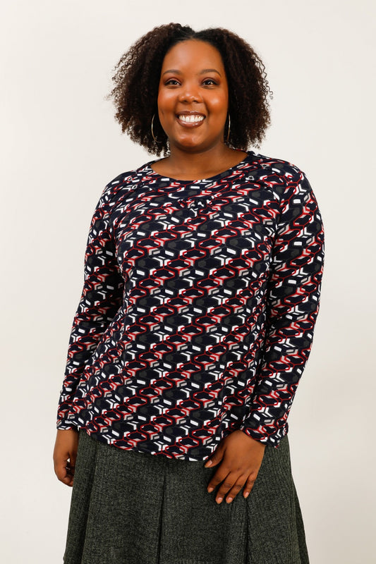 Maglia a fantasia geometrica Taglie Comode- Curvy