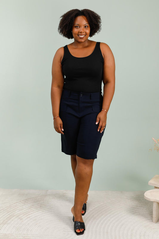 Bermuda Donna Curvy Taglie Comode – Gamba Larga Elasticizzata con Tasche
