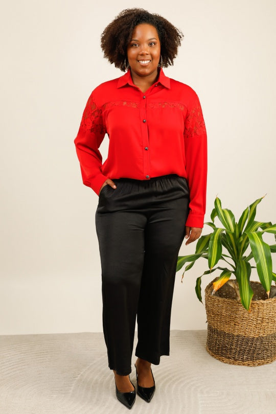 Pantalone Palazzo in Raso con Vita Elasticizzata