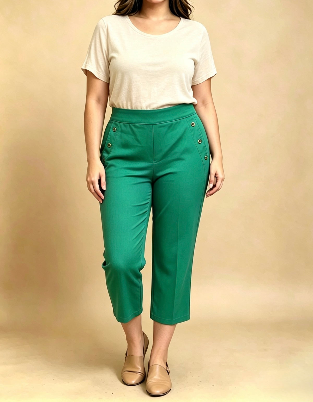 Pantalone Donna Curvy a Gamba Ampia – Taglie Comode con Elastico e Tasche
