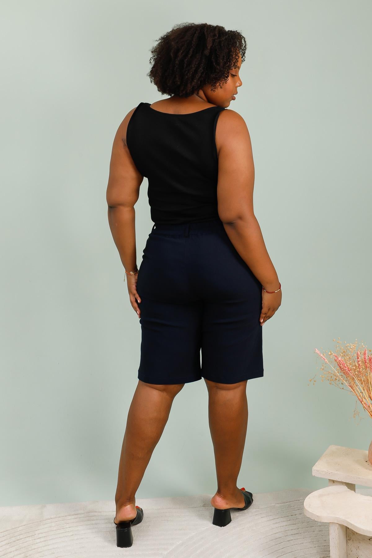 Bermuda Donna Curvy Taglie Comode – Gamba Larga Elasticizzata con Tasche