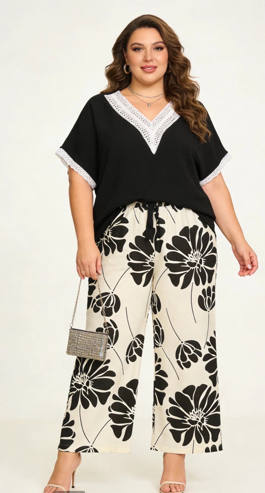 Casacca Donna 100% Cotone con Inserti in Pizzo Sangallo – Taglie Comode
