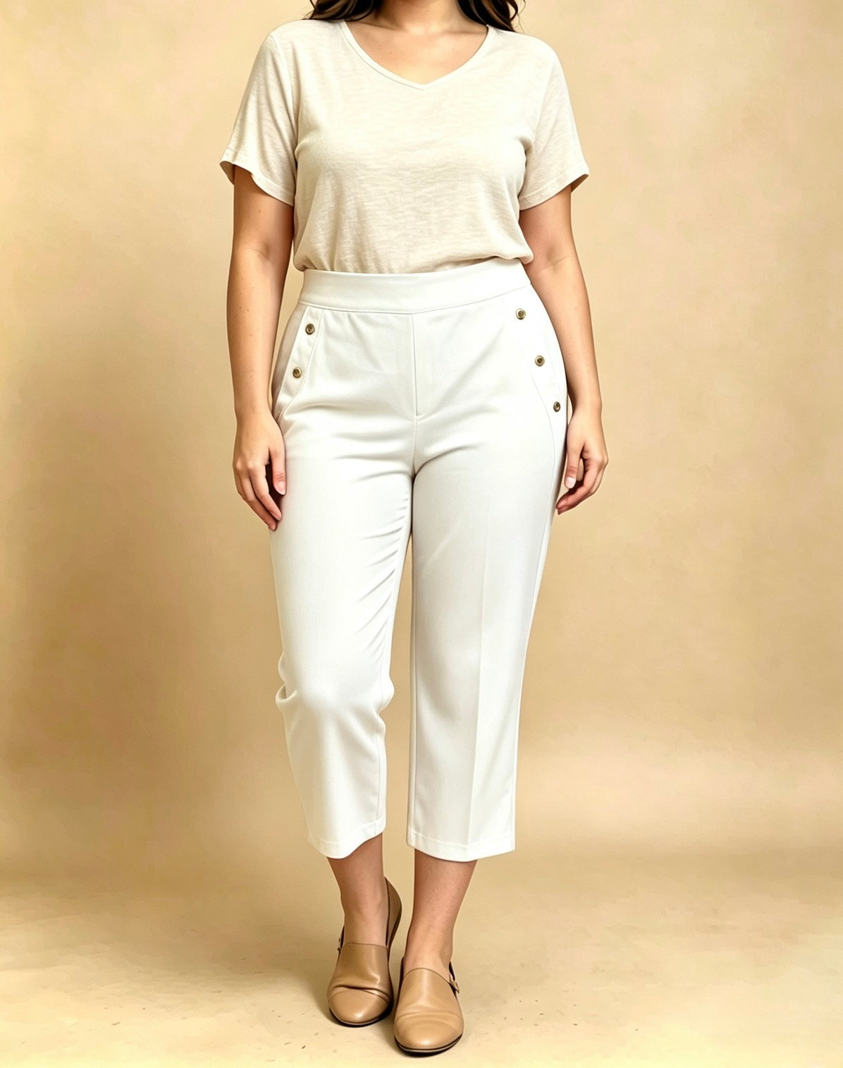 Pantalone Donna Curvy a Gamba Ampia – Taglie Comode con Elastico e Tasche