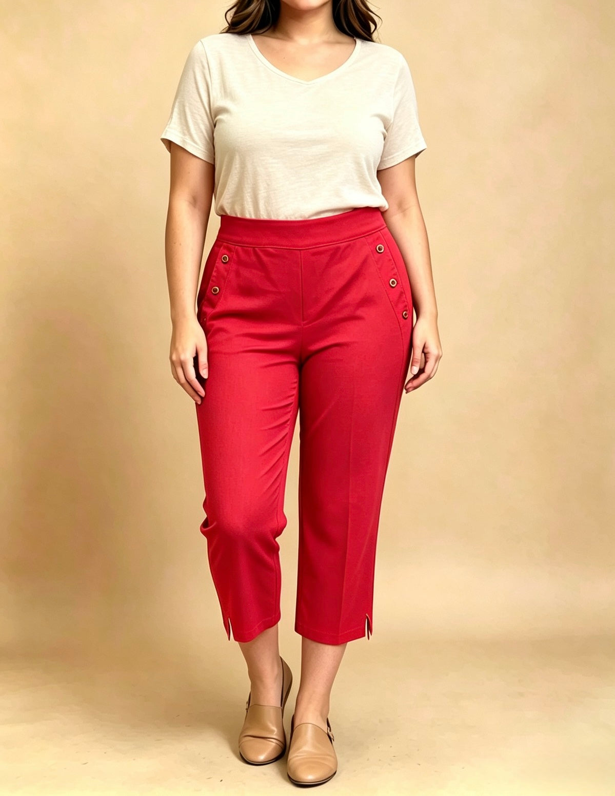 Pantalone Donna Curvy a Gamba Ampia – Taglie Comode con Elastico e Tasche