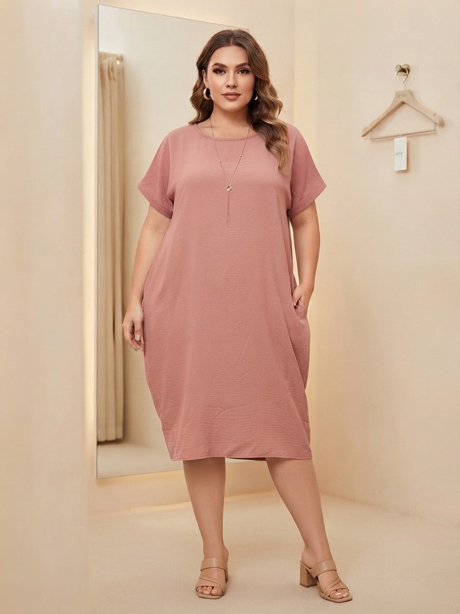 Titolo Shopify:
Vestito Donna Taglie  Comode con Maniche a Volant e Tasche – Vestibilità Comoda