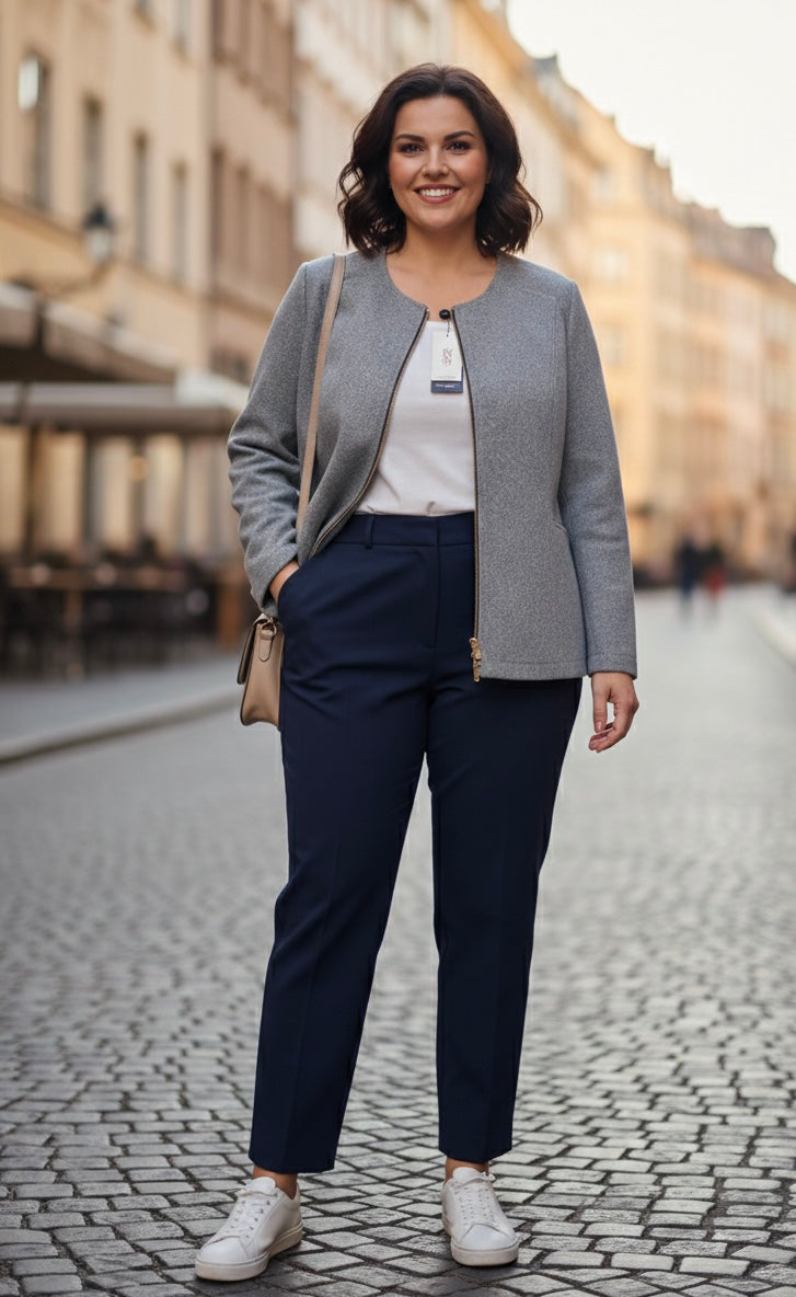 Giacca in Panno con Cerniera e Tasche – Elegante e Versatile