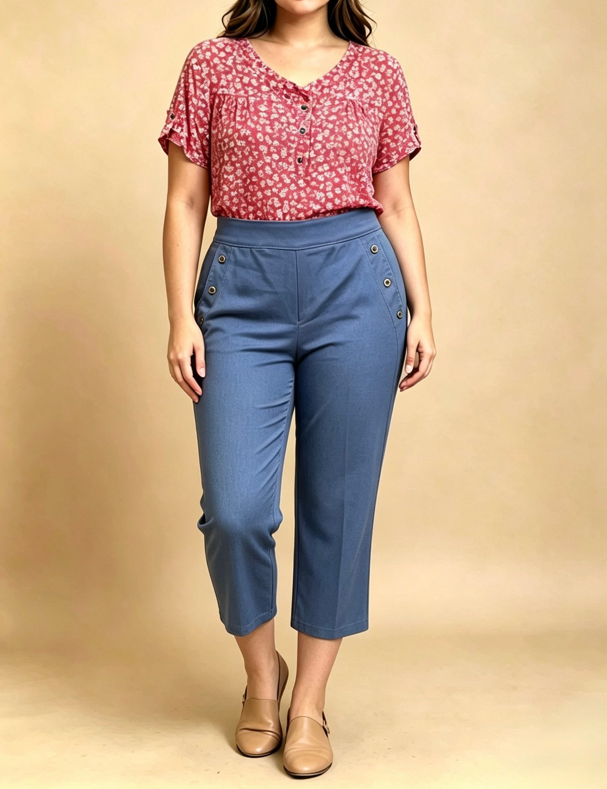 Pantalone Donna Curvy a Gamba Ampia – Taglie Comode con Elastico e Tasche