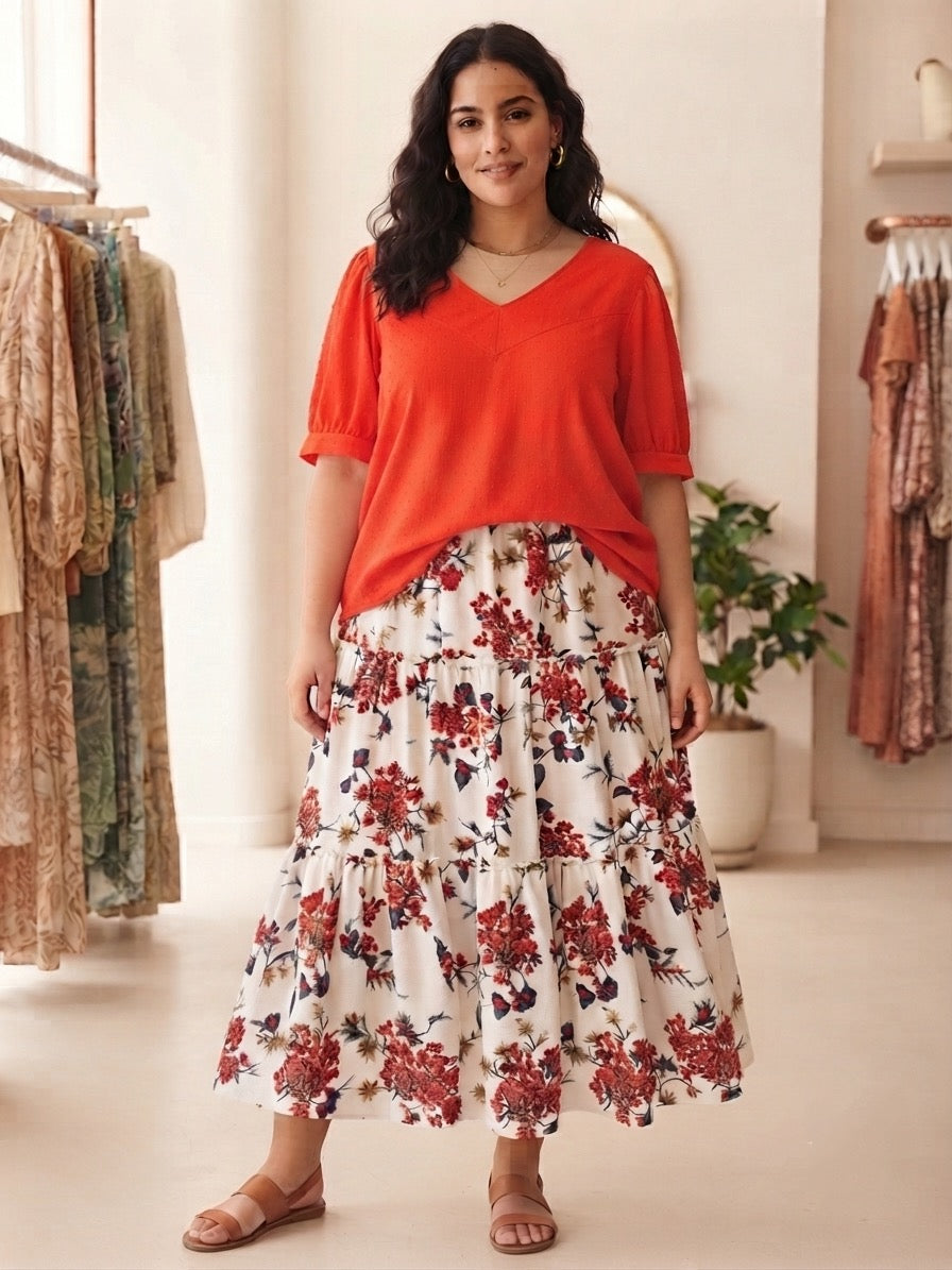 Camicetta Donna Taglie Comode Elegante con Dettagli Lurex e Scollo a V