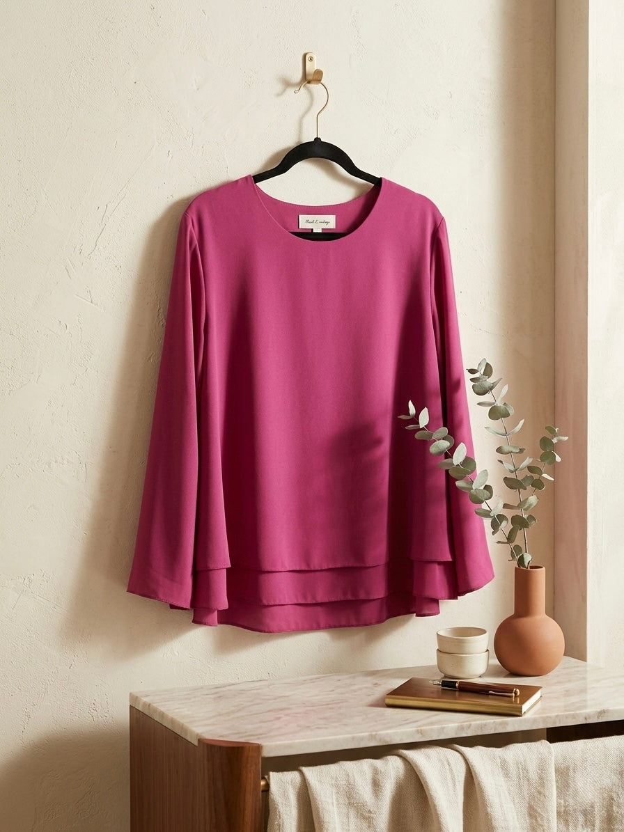 Casacca Elegante Magenta a Balze – Linea Morbida Curvy