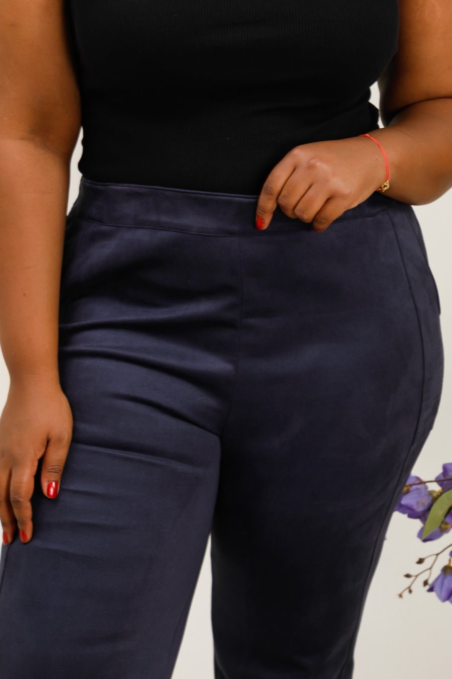 Pantalone Cropped Blu Notte in Eco-Suede