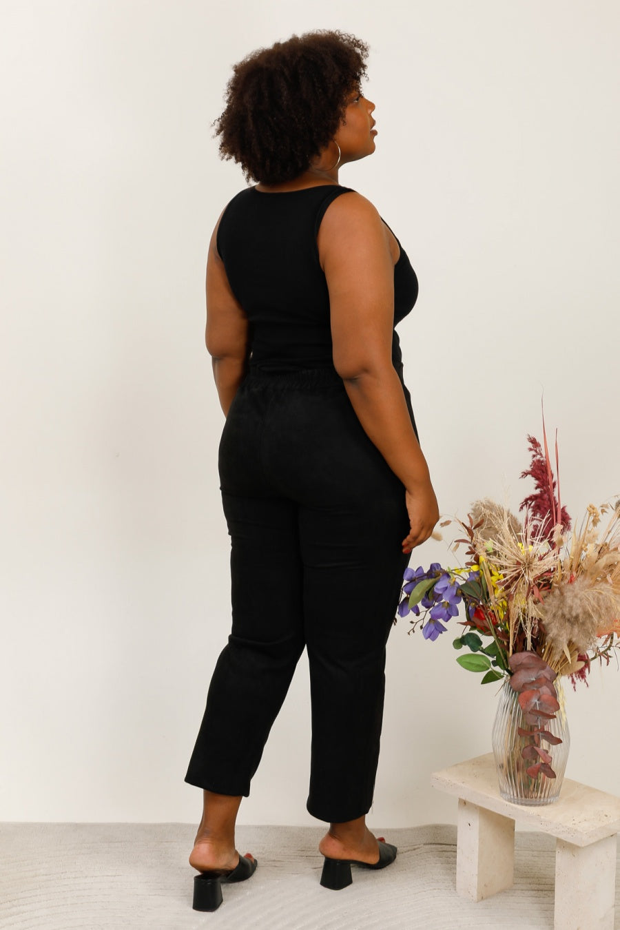 Pantalone Cropped Blu Notte in Eco-Suede