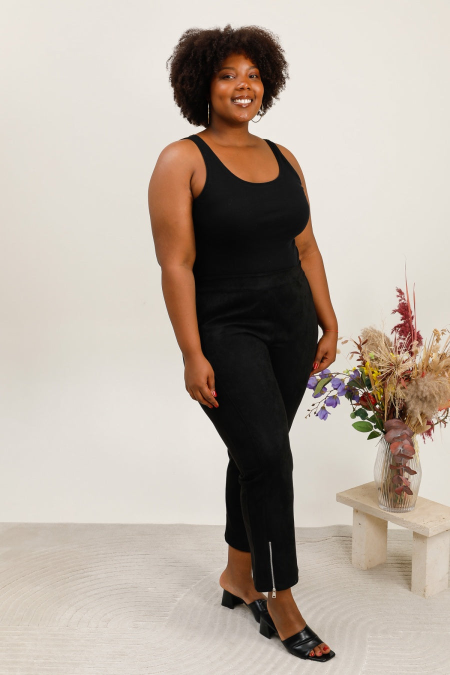 Pantalone Cropped Blu Notte in Eco-Suede