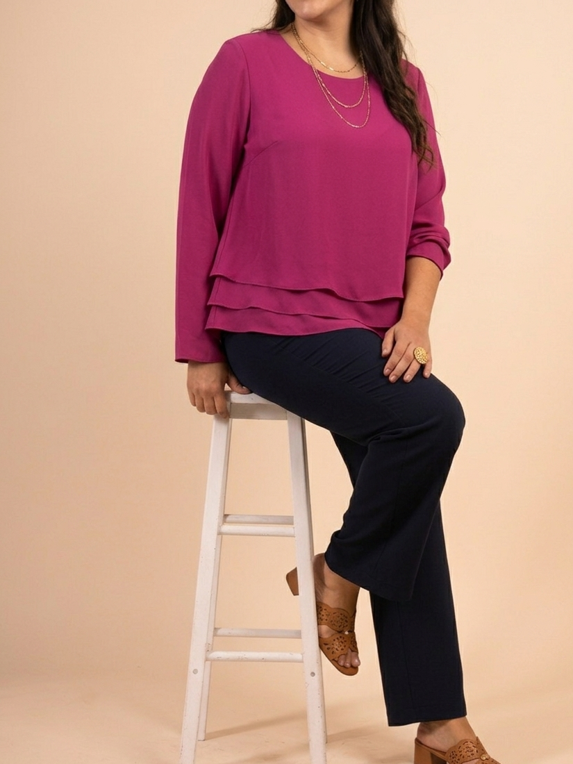 Casacca Monica Elegante Magenta a Balze – Linea Morbida Curvy