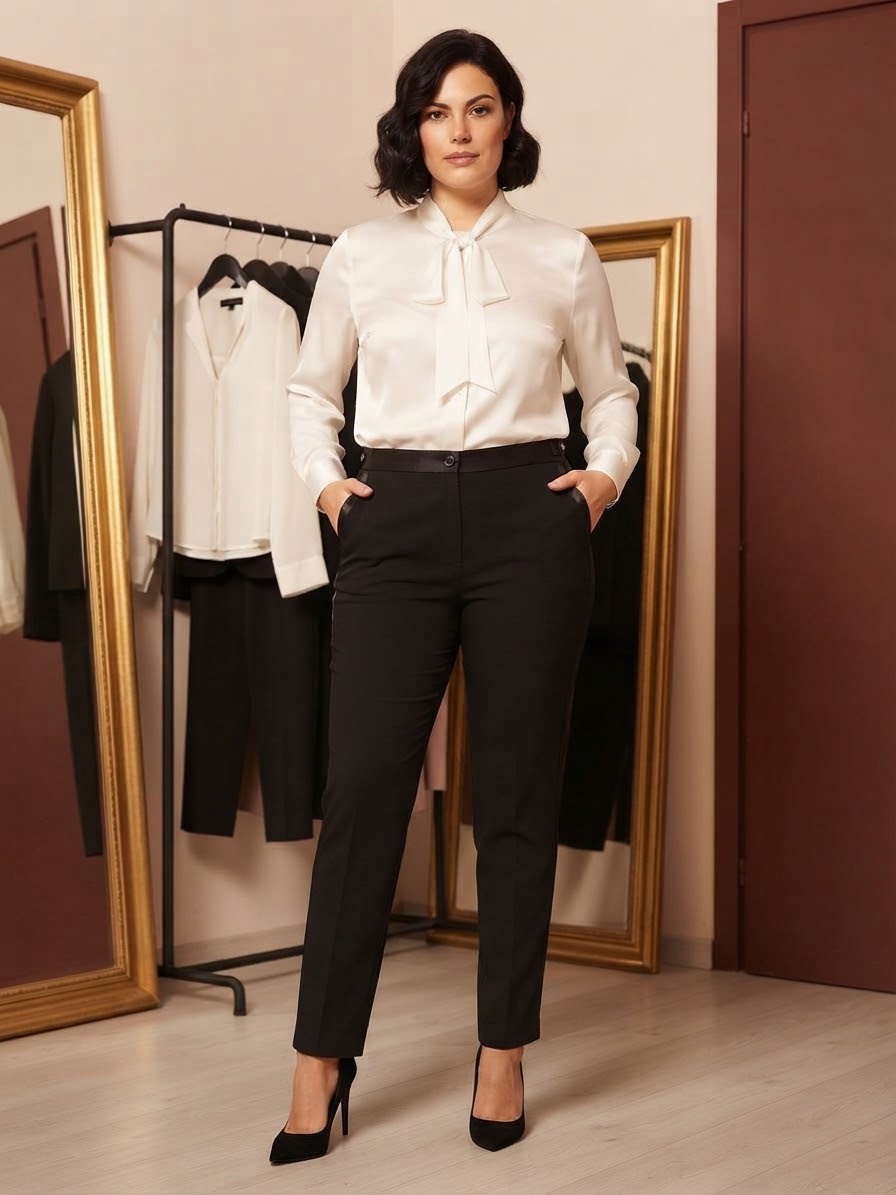 Pantalone Elegante Fiorella Rubino con Dettagli in Satin