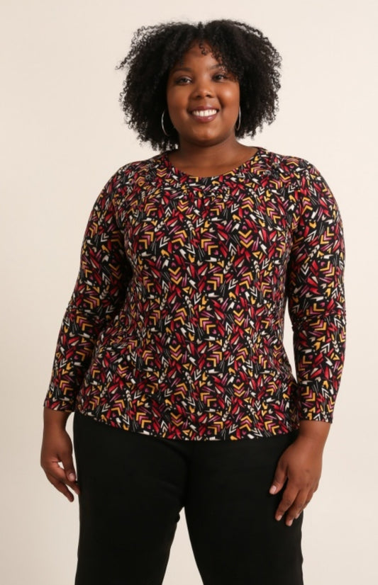 Maglia Curvy fantasia geometrica