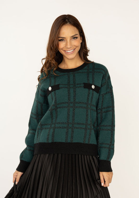 Pullover motivi con bottoni gioiello