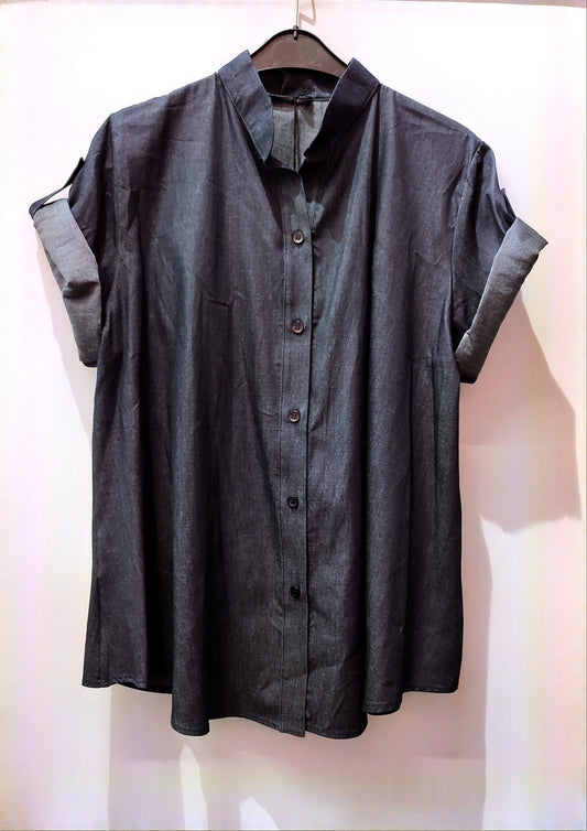 Camicia  denim con collo alla coreana