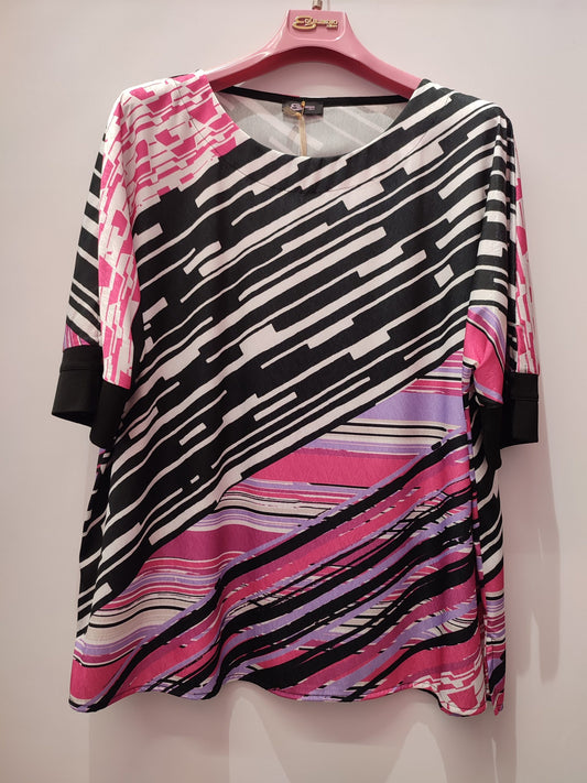 Blusa in raso con fantasie colorate