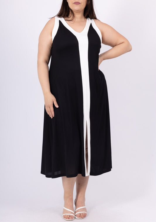 Abito donna bicolore con scollo a V - ideale per l'estate - taglie conformate