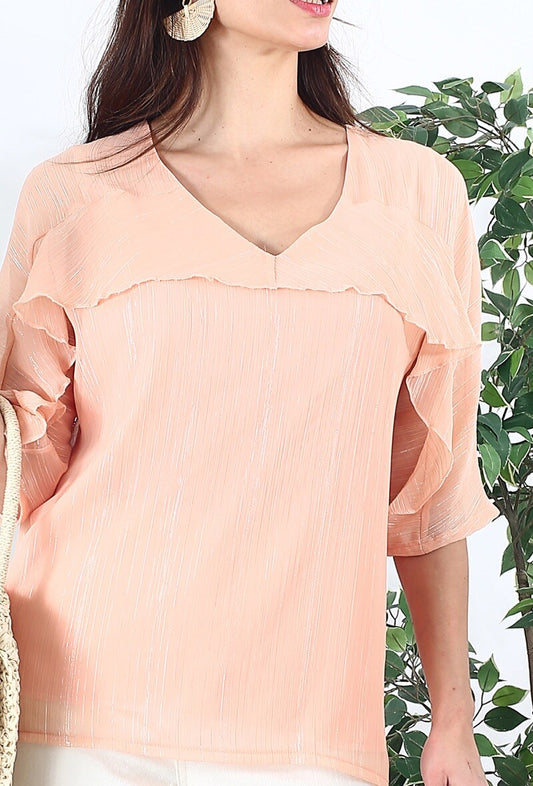 Blusa dettagli volant - taglie curvy