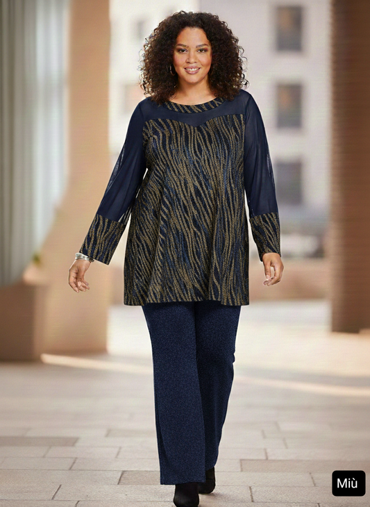 Casacca elegante donna curvy blu