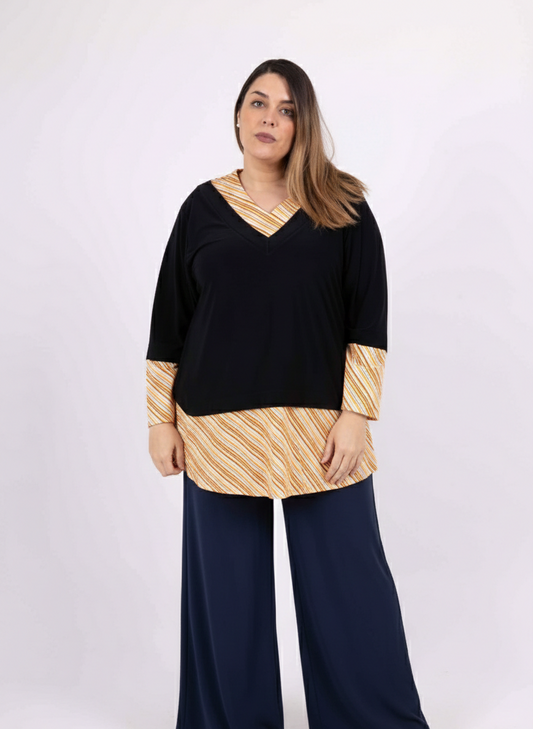 Maglia a Righe con Scollo a V