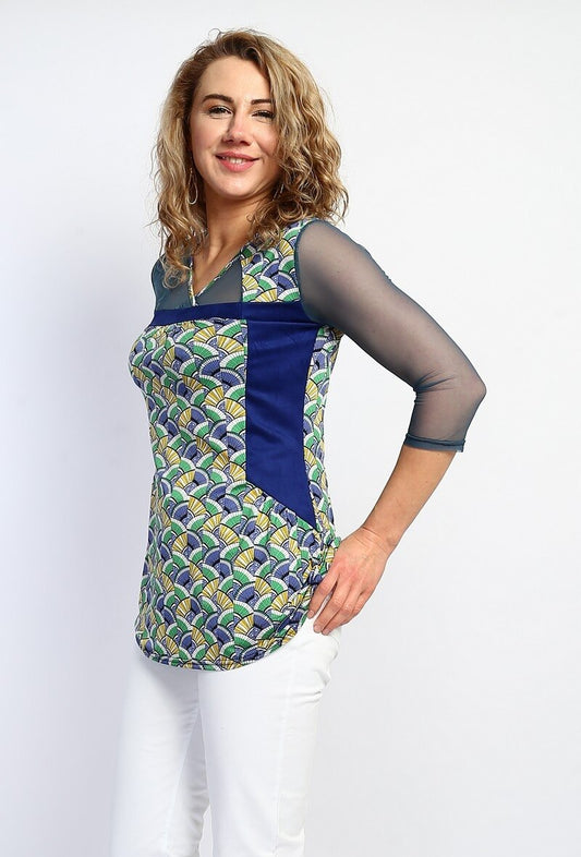 Blusa con maniche a rete